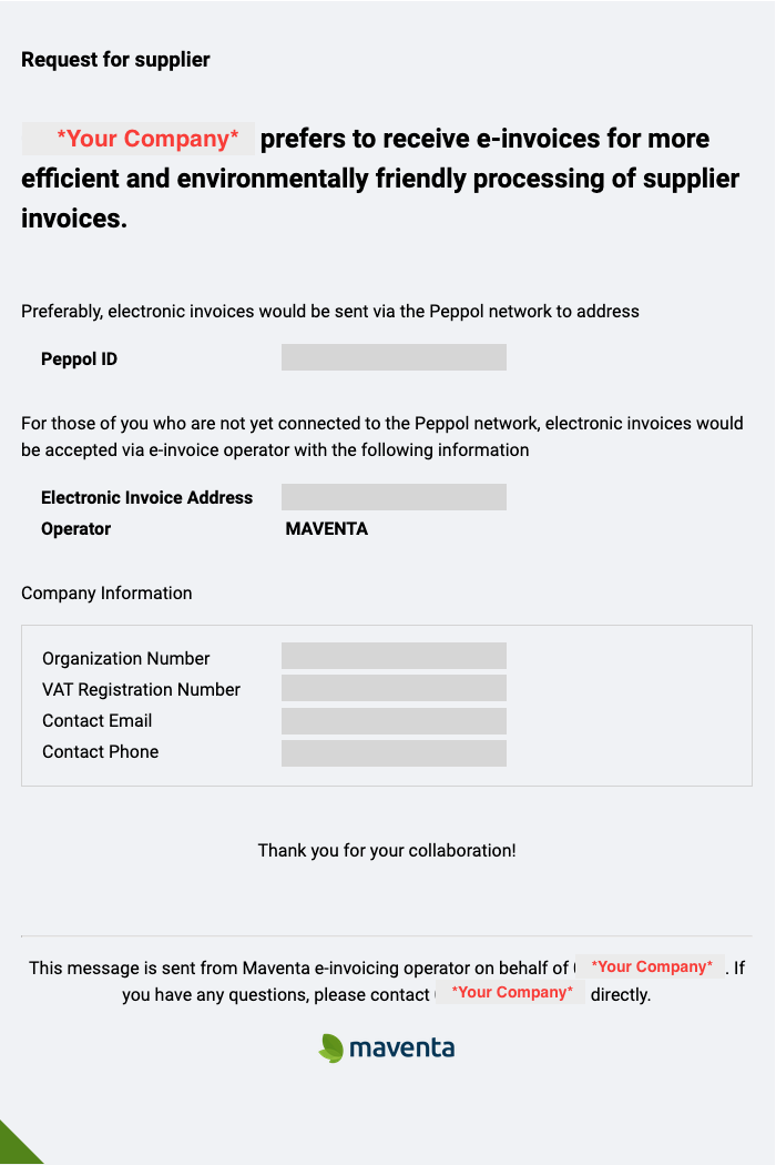 Notification email example