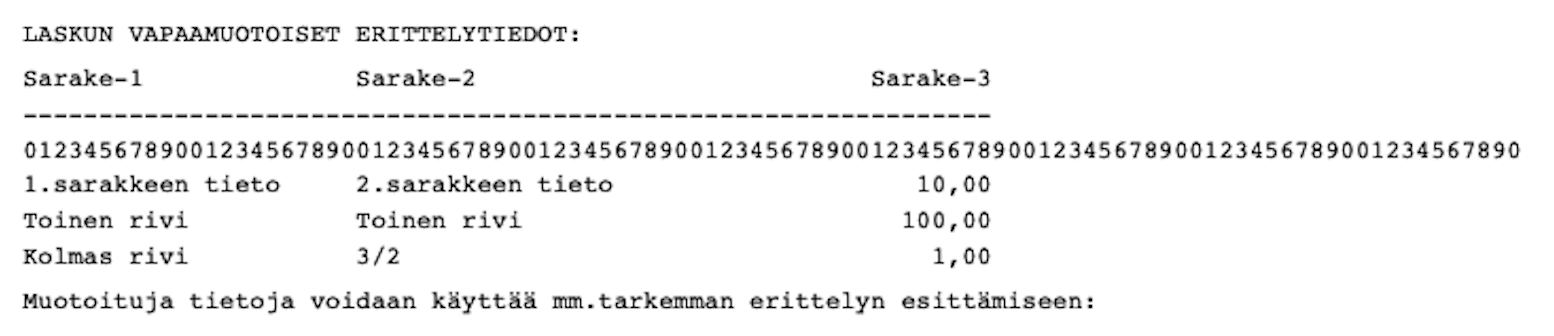 SpecificationDetails example